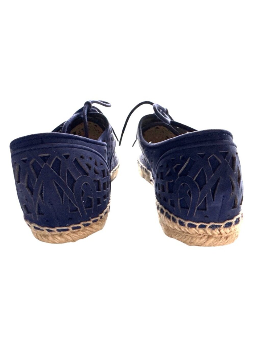 Vince Camuto Navy Laser Cutout Espadrilles Jute Sole & Lace-Up Sneaker 8.5 - Picture 4 of 6